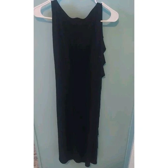 ! Ralph Lauren Dress Ruched FAUX wrap Green Label Black Dress Women’s 4 - Picture 3 of 6